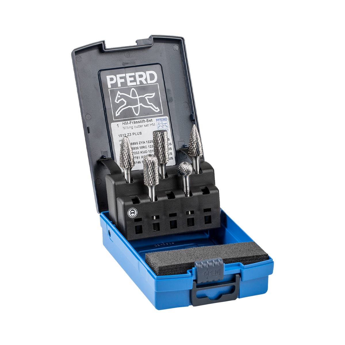 Pferd 21901512 Hartmetall Frässtift Set 1512 Zahnung 3 PLUS 5-tlg. Schaft-Ø 6 mm univ. mittel kreuzverzahnt