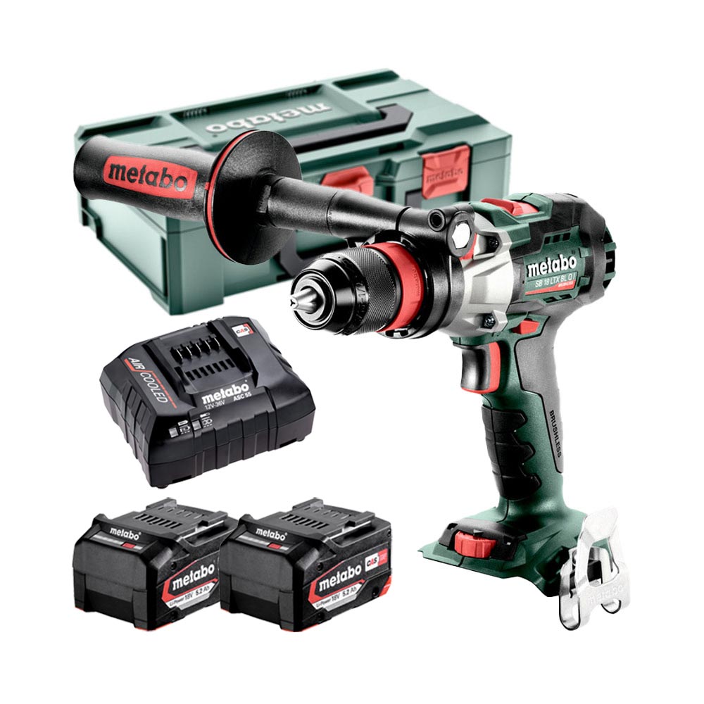 Metabo 602361650 SB 18 LTX BL Q I 18V Akku-Schlagbohrschrauber mit 2x 5.2 Ah Akkus, Ladegerät und Koffer