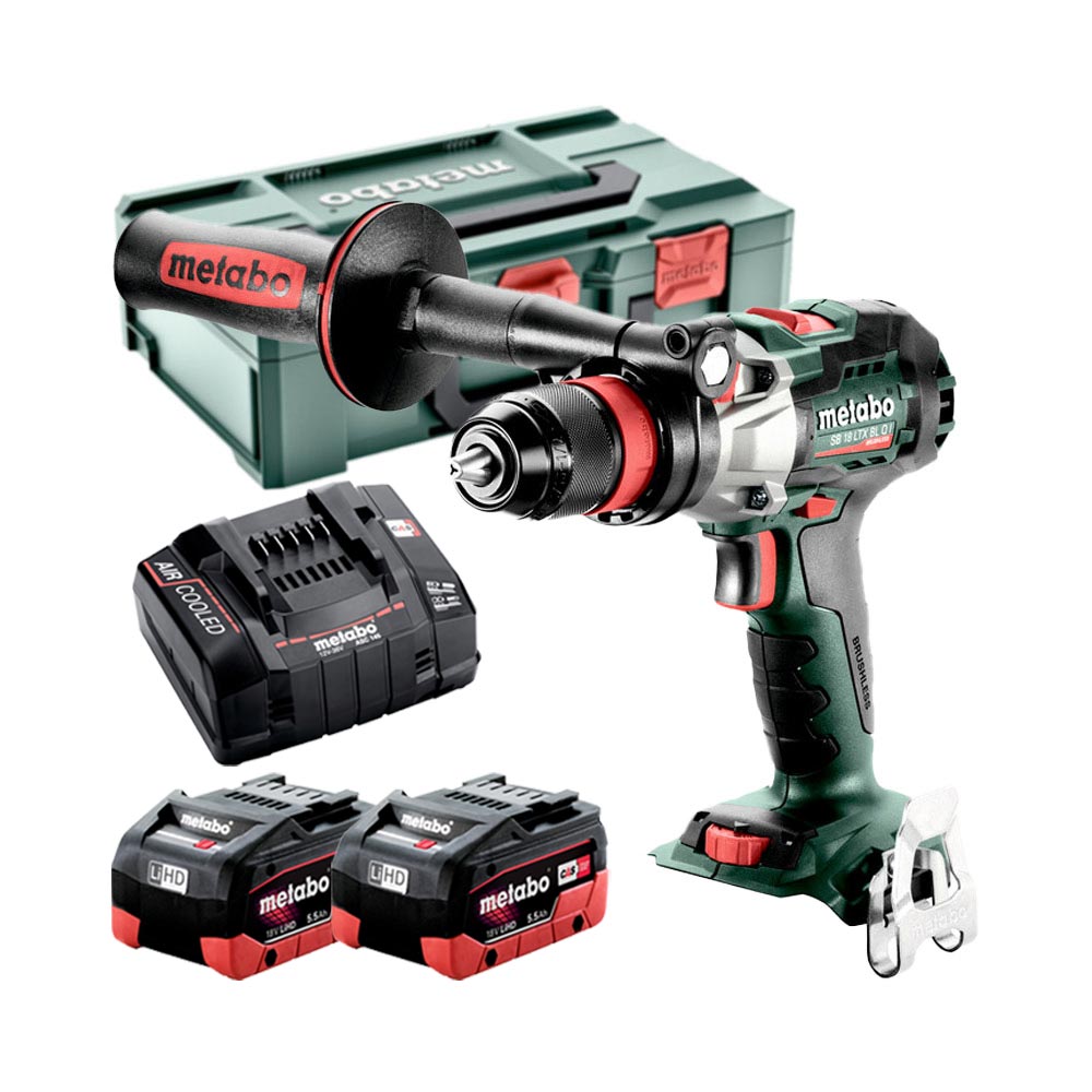 Metabo 602361660 SB 18 LTX BL Q I 18V Akku-Schlagbohrschrauber mit 2x 5.5 Ah Akkus, Ladegerät und Koffer