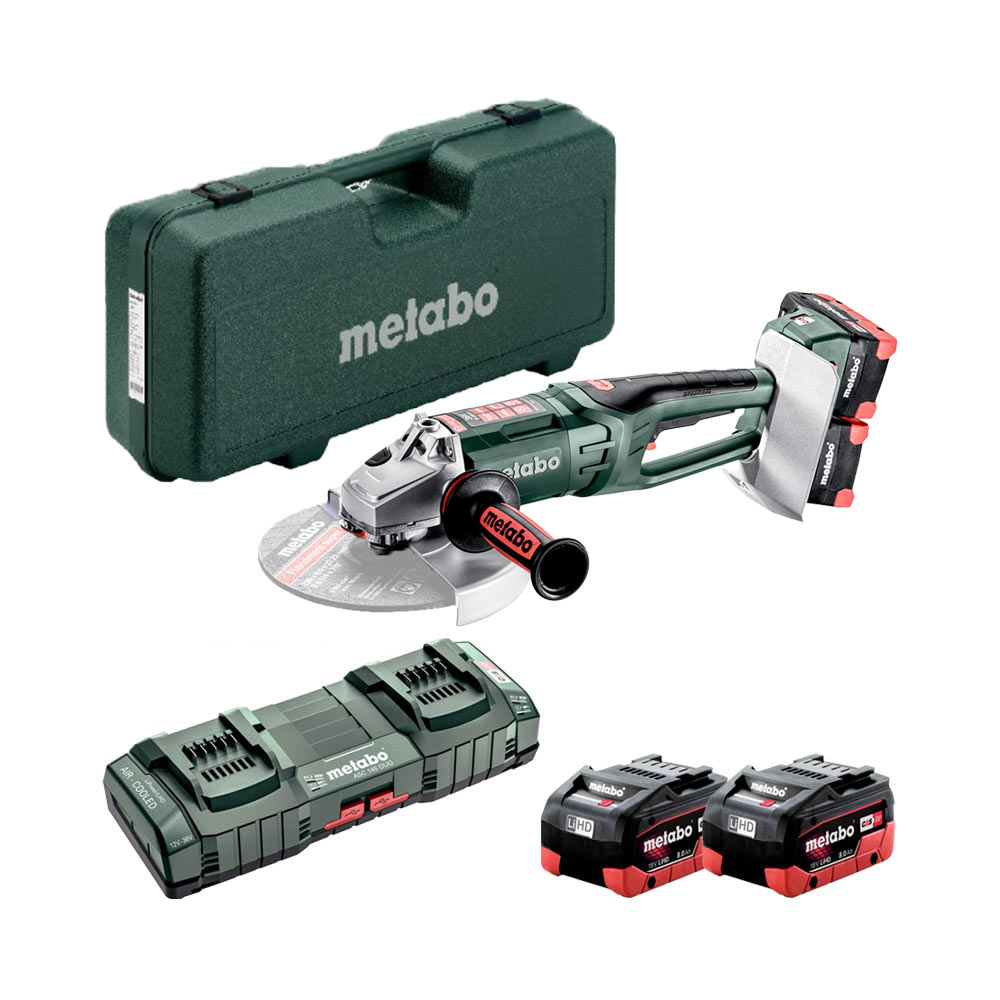 Metabo 613103810 WPB 36-18 LTX BL 24-230 QUICK 18V Akku-Winkelschleifer mit 4x 8Ah Akkus, Ladegerät und Koffer