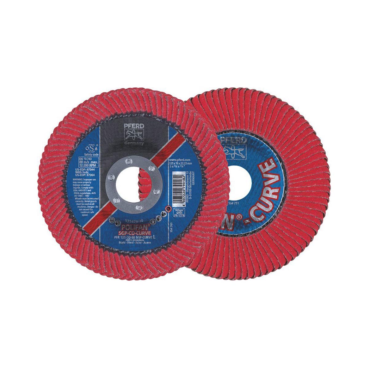 Pferd 67689066 POLIFAN CURVE Fächerscheibe PFR 125x22,23 mm Breite L CO60 SGP STEELOX für Stahl/Edelstahl