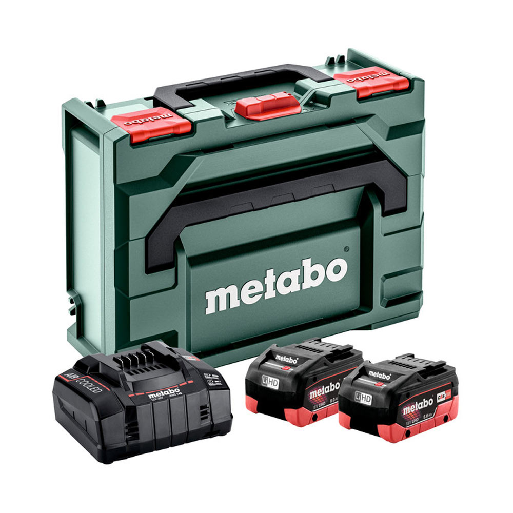 Metabo 685131000 18V Basis Set 2 x LiHD 8.0 Ah Akkus, Ladegerät und metaBOX 145