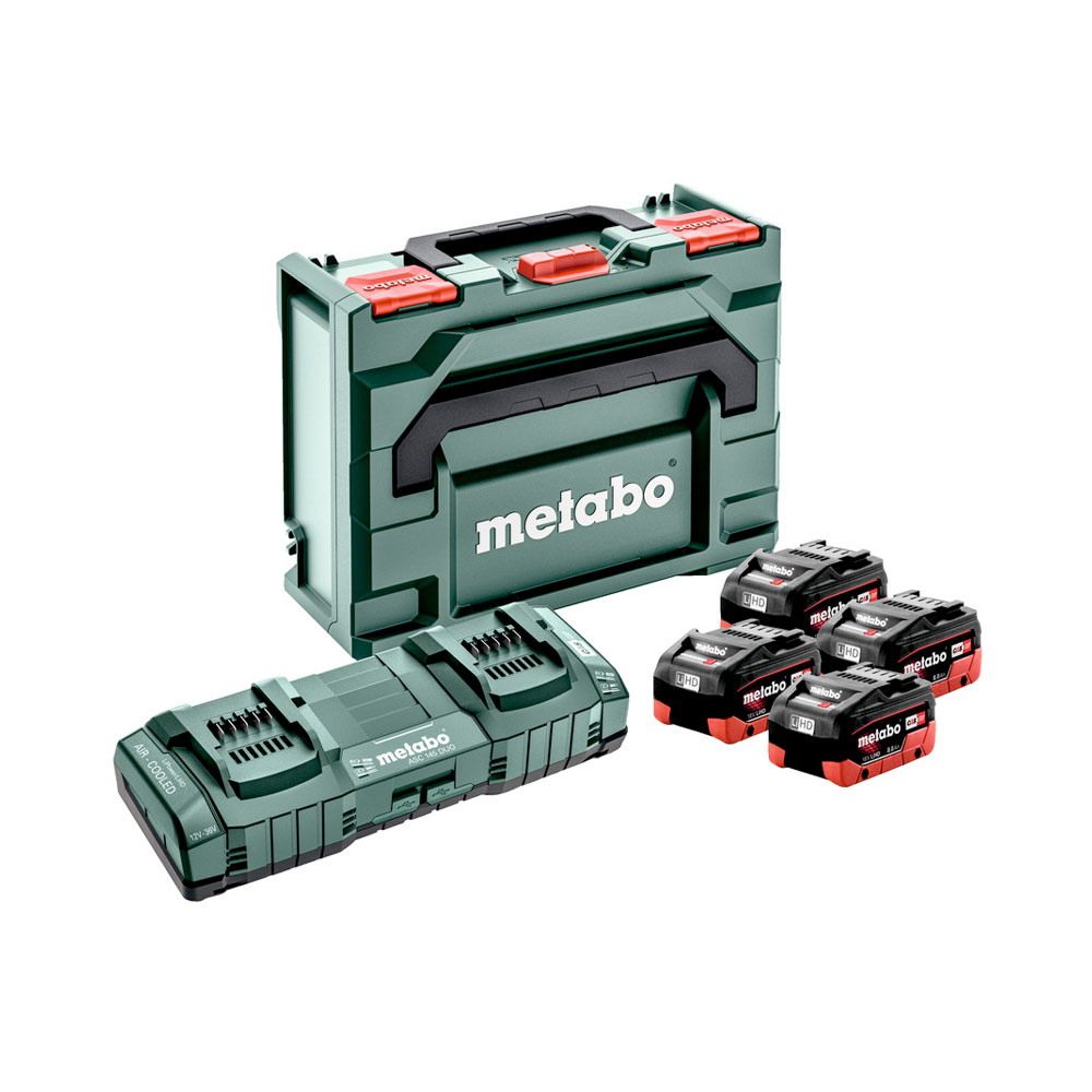 Metabo 685135000 18V Basis Set mit 4x 8 Ah Akkus, 1 Ladegerät und Koffer