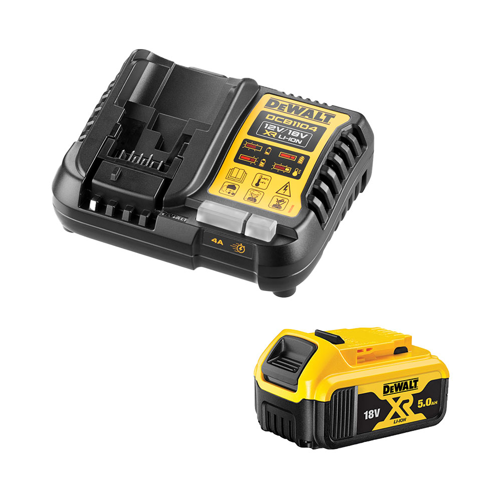 DeWalt DCB1104P1-QW 12-18V Energie-Kit DCB1104 Ladegerät und 1x DCB184 18V 5Ah Li-Ionen Akku
