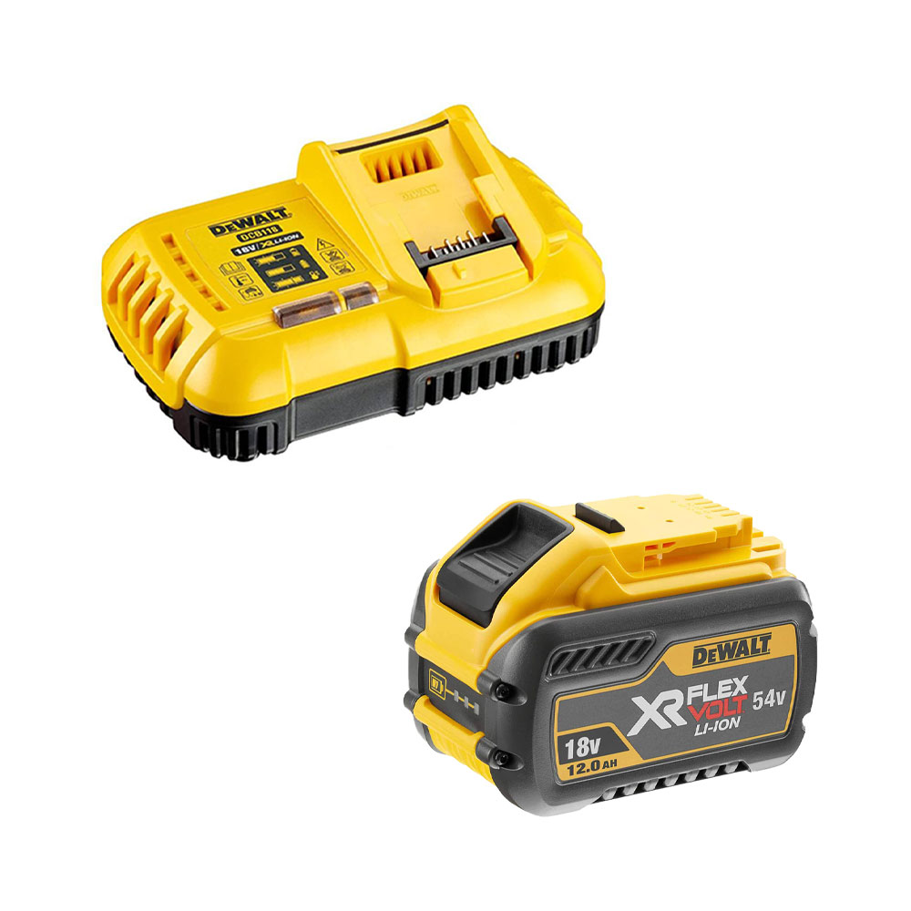 DeWalt DCB118Y1-QW 18V / 54V DCB118 Lüftergekühltes Schnellladegerät und 1x 12,0 Ah FLEXVOLT Li-Ion-Batterie DCB548