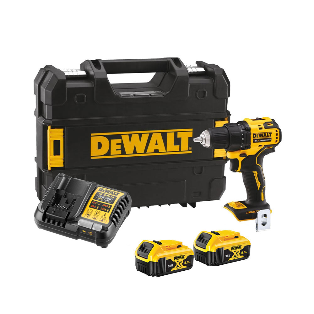 DeWalt DCD708P2T-QW 18V Akku-Bohrschrauber mit 2x 5Ah Akkus, Ladegerät und Koffer