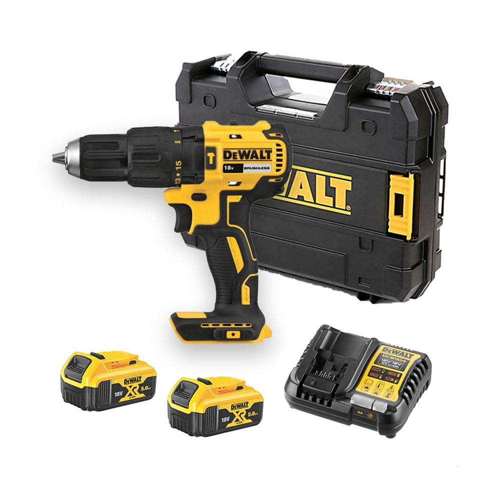 DeWalt DCD778P2T-QW 18V Bürstenloser Akku-Bohrschrauber mit 2x 5 Ah Akkus, Ladegerät und Koffer