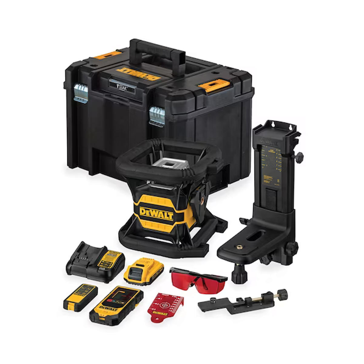DeWalt DCE080D1RS-QW 18V Rotationslaser Rot mit 1x 2 Ah Akku, Ladegerät und Koffer