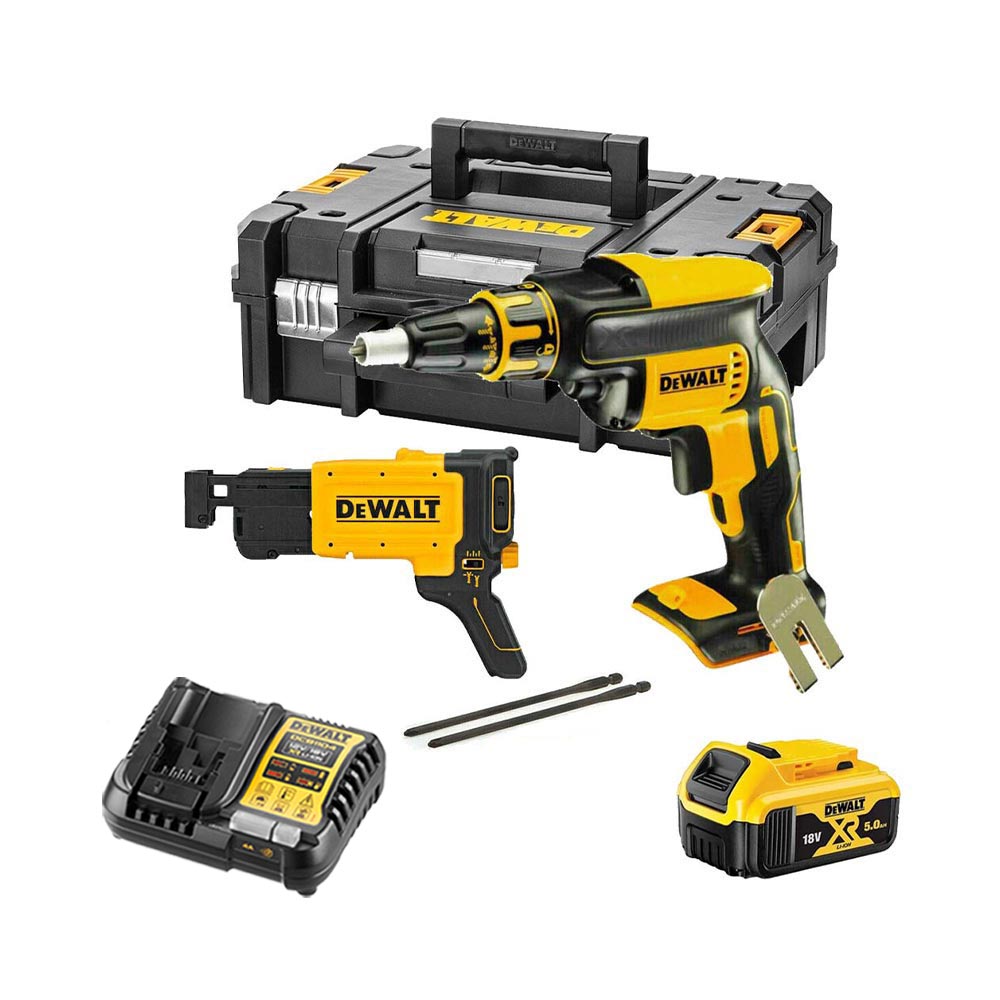 DeWalt DCF620P1K-QW 18V XR Bürstenloser Akku-Trockenbau-Schraubpistole mit 1x 5.0Ah Akku, Ladegerät und Koffer