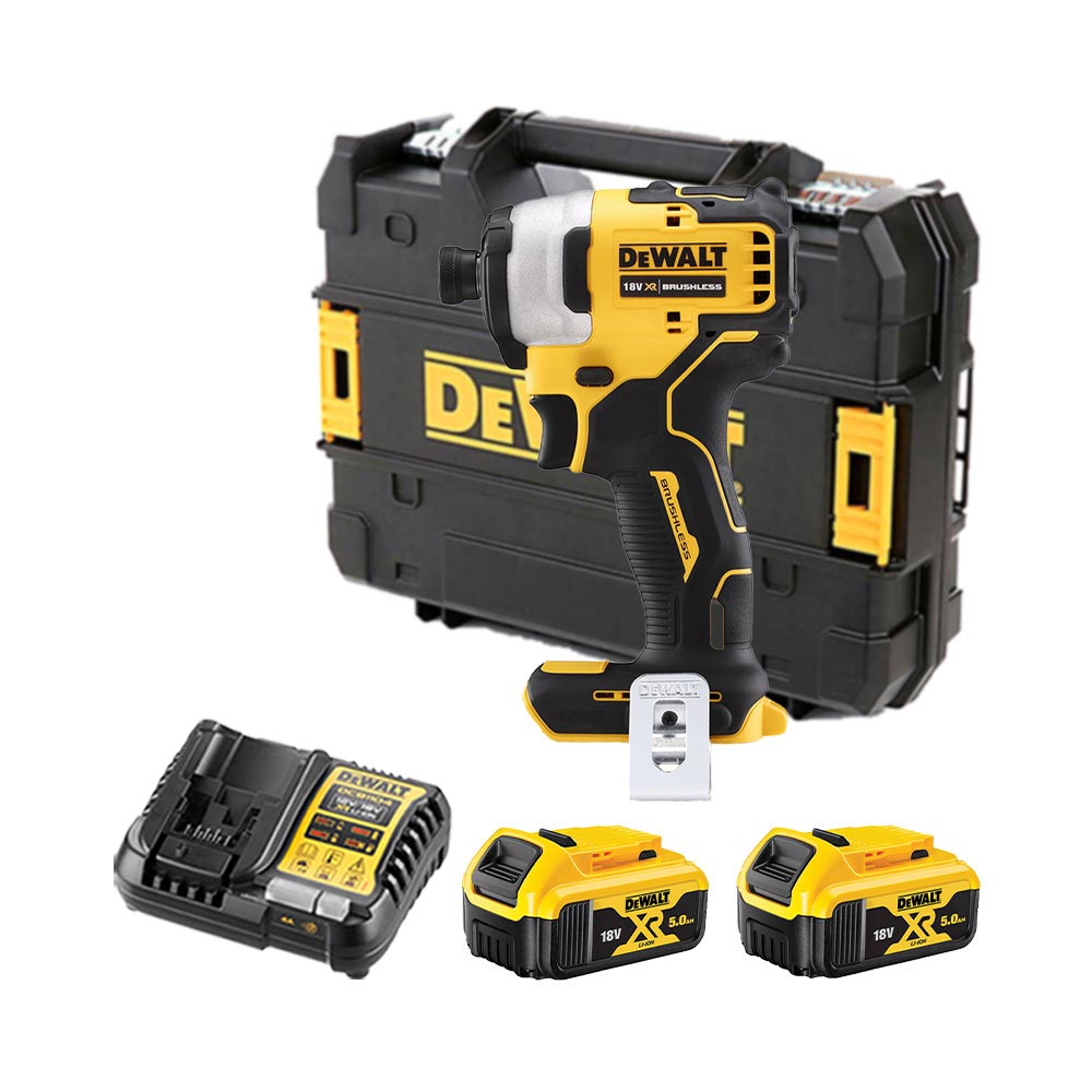 DeWalt DCF809P2-QW 18V XR Bürstenloser kompakter Schlagschrauber mit 2x 5Ah Akkus, Ladegerät und Koffer
