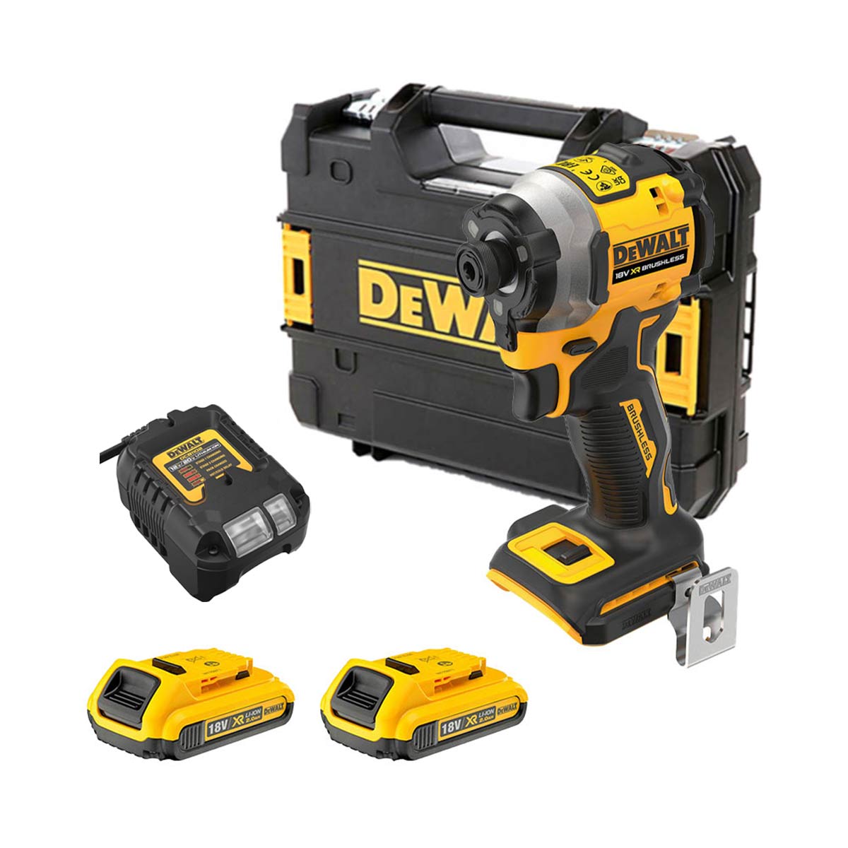 DeWalt DCF850D2T-QW 18V XR Akku-Schlagschrauber mit 2x 2Ah Akkus, Ladegerät und Koffer