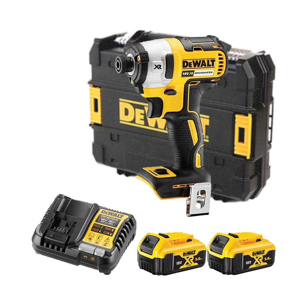 DeWalt DCF887P2-QW 18V XR bürstenloser Akku-Schlagschrauber mit 2x 5Ah Batterien, Ladegerät und Koffer