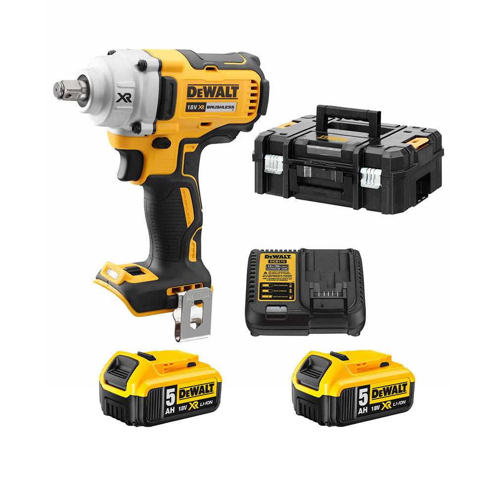 DeWalt DCF894HP2-QW 18V 1/2" Bürstenloser Drehschlagschrauber mit 2x 5 Ah Akkus, Ladegerät und TSTAK Koffer