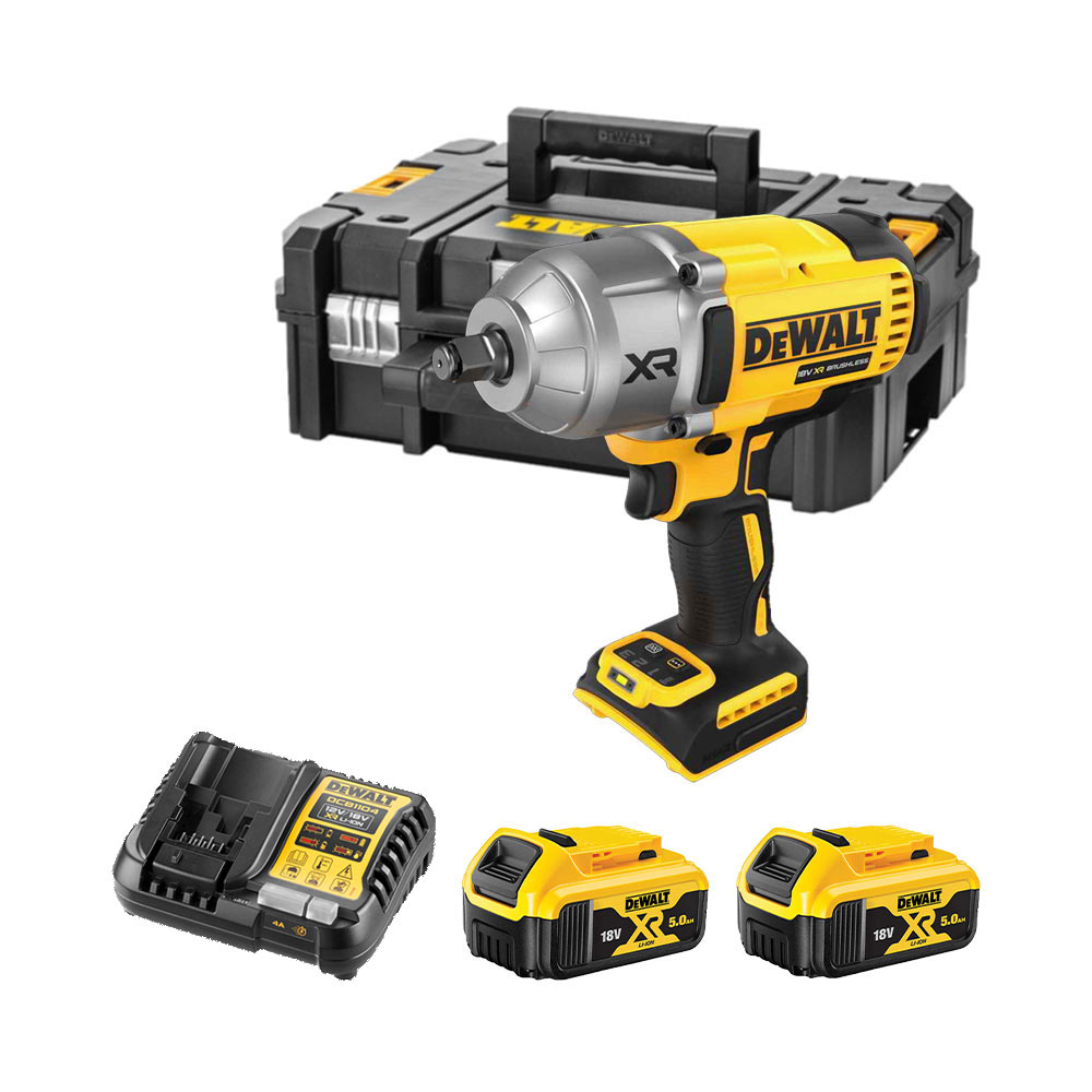 DeWalt DCF900P2T-QW 18V Akku-Schlagschrauber 1/2" (bürstenlos) mit 2x 5Ah Akkus, Ladegerät und Koffer