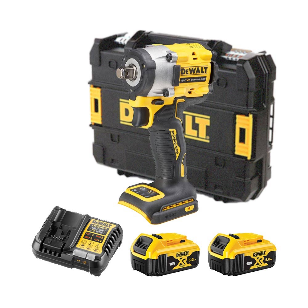 DeWalt DCF921P2T-QW 18V Akku-Schlagschrauber 1/2" mit 2x 5 Ah Akkus, Ladegerät und Koffer
