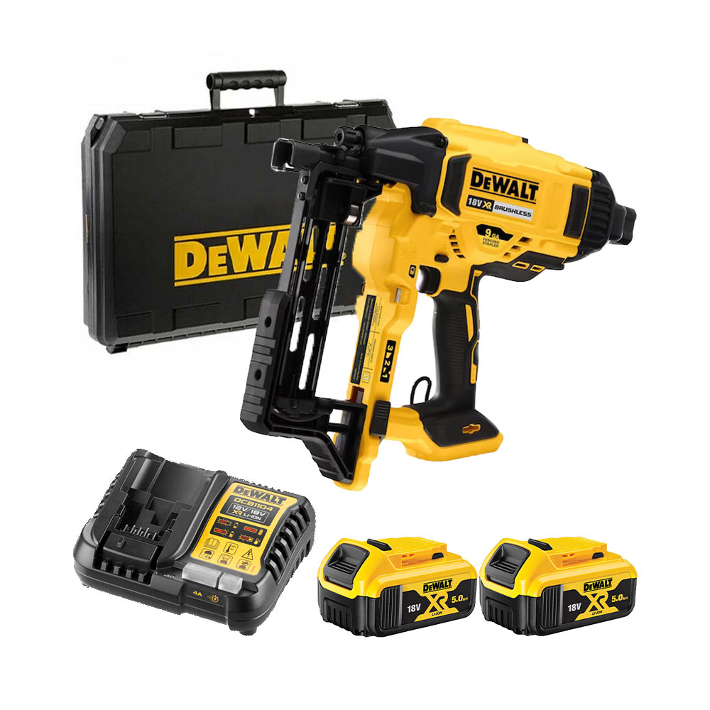 DeWalt DCFS950P2-QW 18V Akku-Zauntacker mit 2x 5Ah Akkus, Ladegerät und Koffer