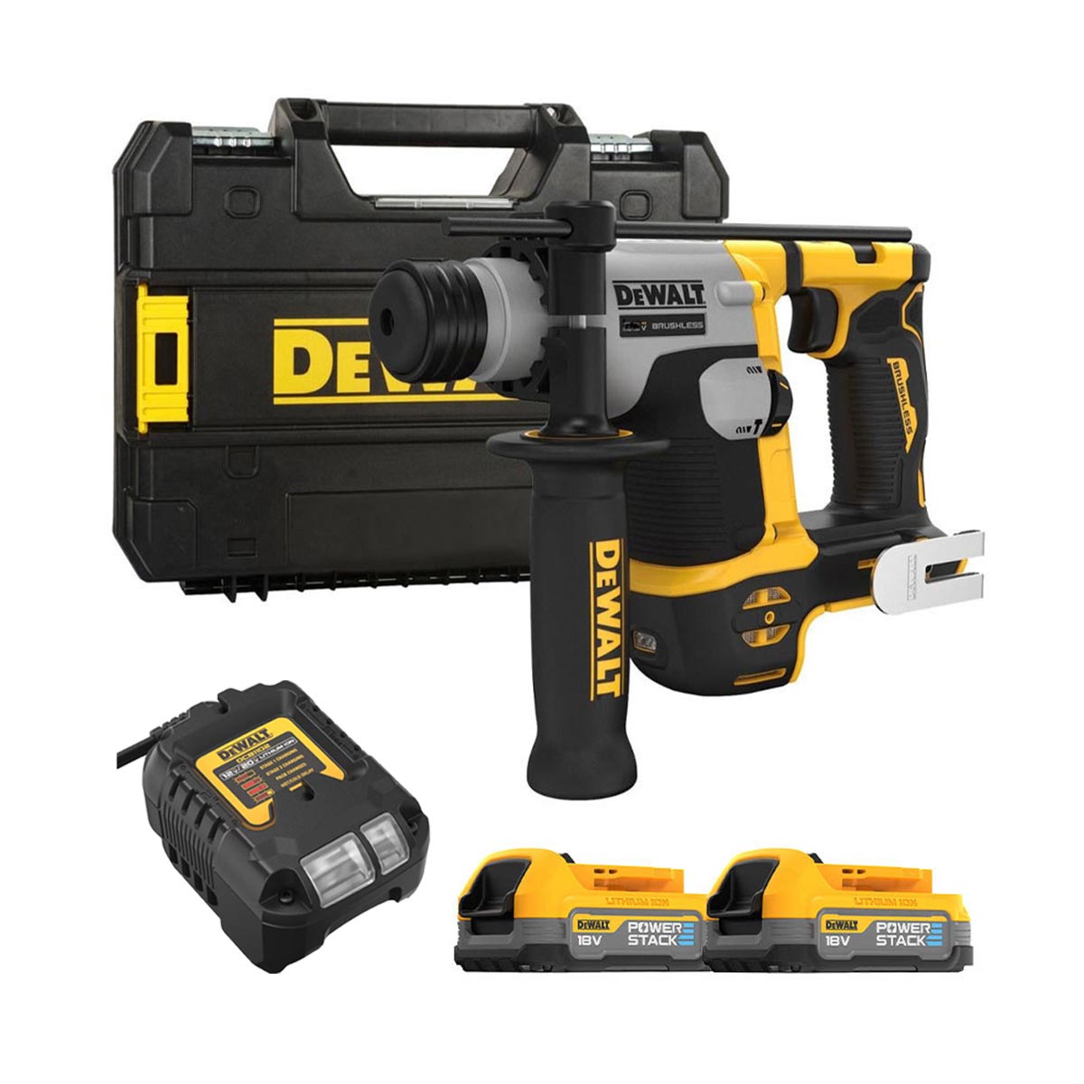 DeWalt DCH172E2T-QW 18V Akku-Bohrhammer (16 mm) mit 2x 1.7Ah Akkus, Ladegerät und Koffer