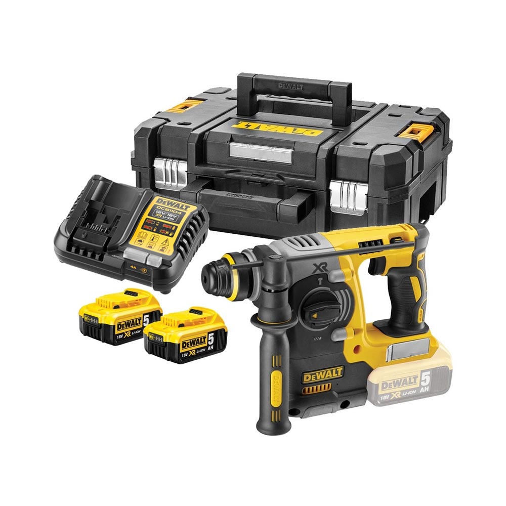 Dewalt DCH273P2T-QW 18V XR SDS+ Bohrhammer mit 2x 5Ah Akkus, Ladegerät und Koffer