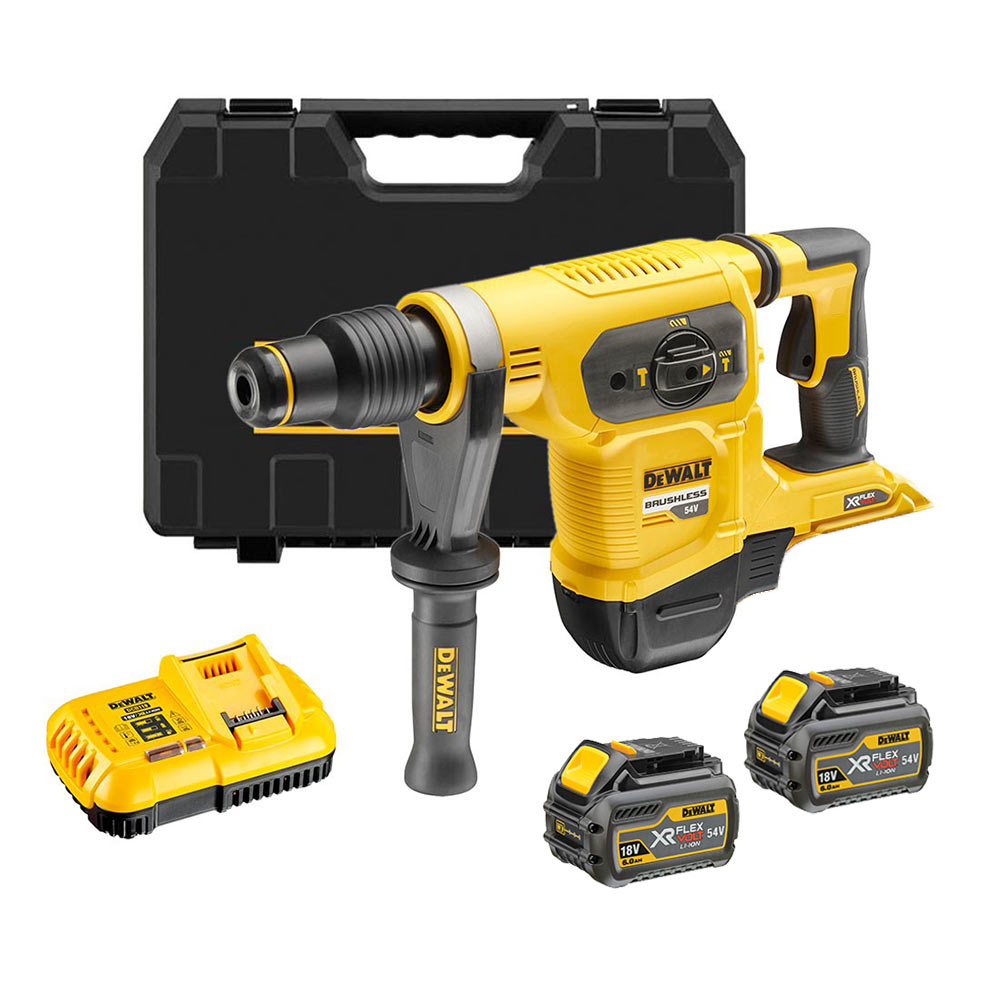 DeWalt DCH481T2-QW 54V Bürstenloser Akku-Kombihammer SDS-Max mit 2x 6Ah Batterien, Ladegerät und Koffer