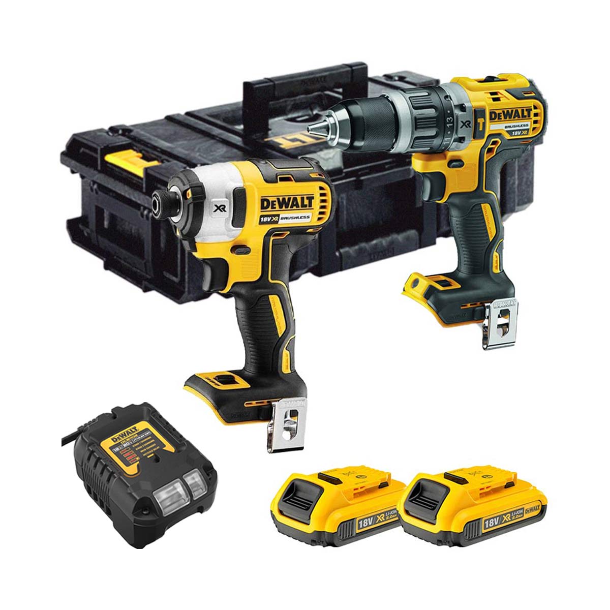 DeWalt DCK266D2-QW 18V XR Bürstenloser Doppelpack,DCD796 Akku-Schlagbohrschrau-ber, DCF887 Akku-Schlagschrauber mit 2 x 2.0Ah Akkus, Ladegerät und DS150 Koffer