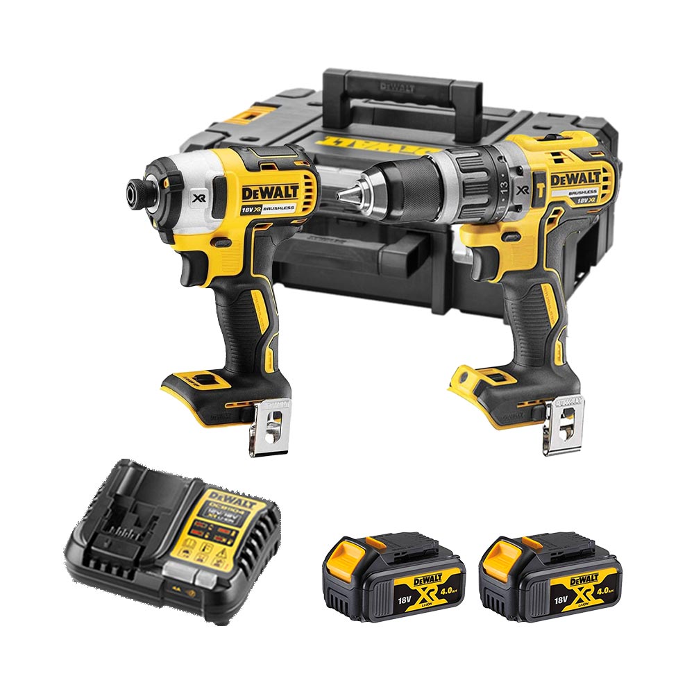 DeWalt DCK266M2T-QW 18V XR bürstenloser Doppelpack - DCD796 Akku-Schlagbohrschrauber + DCF887 Akku-Schlagschrauber mit 2 x 4.0Ah Batterien