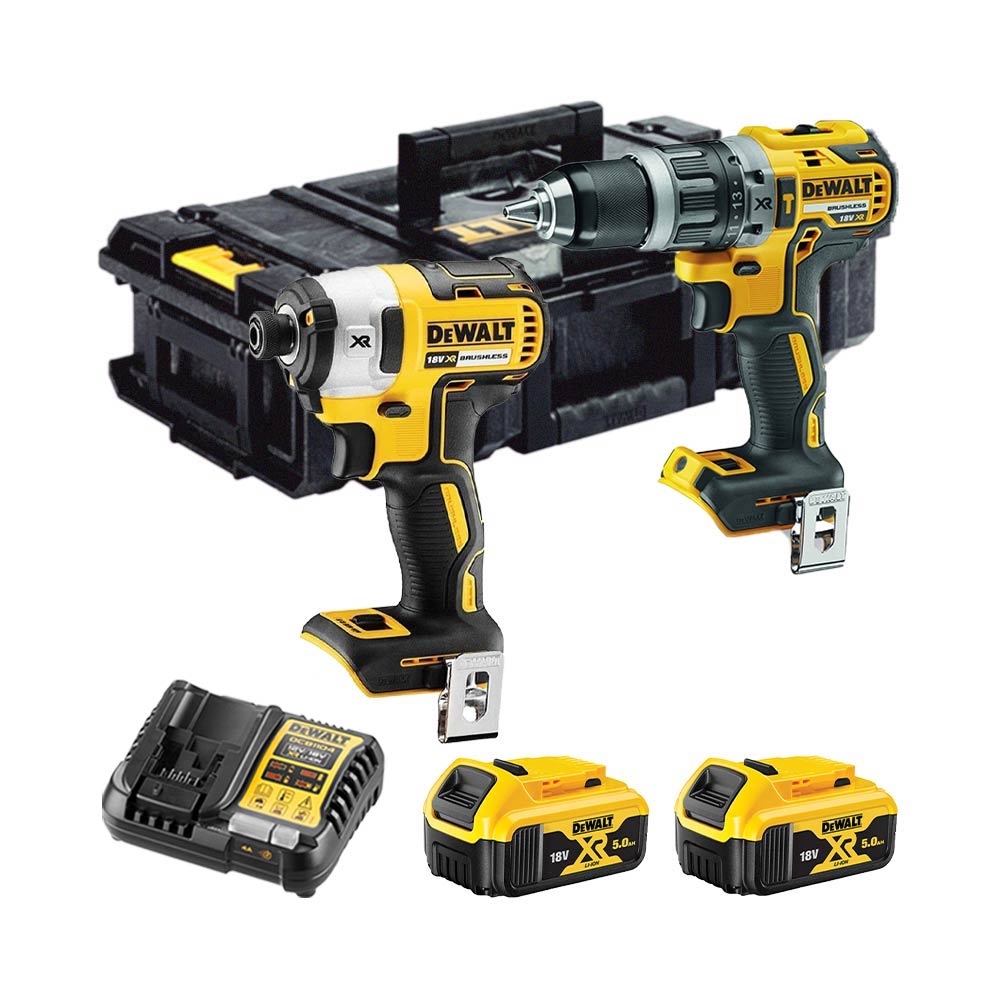DeWalt DCK266P2-QW 18V XR Bürstenloser Doppelpack Set DCD796N+DCF887N+2x 5Ah Akkus, Ladegerät und Koffer