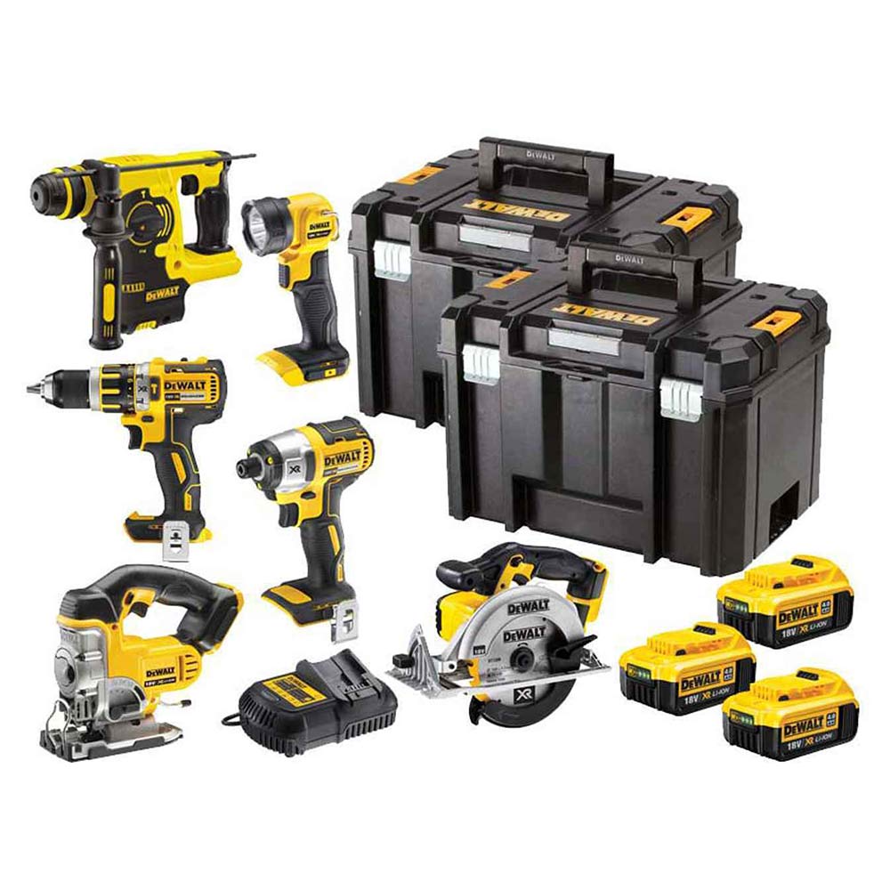 DeWalt DCK699M3T-QW 18V XR 6-Stück Elektrowerkzeugset mit 3x 4Ah Akkus, Ladegerät und 2 Koffer