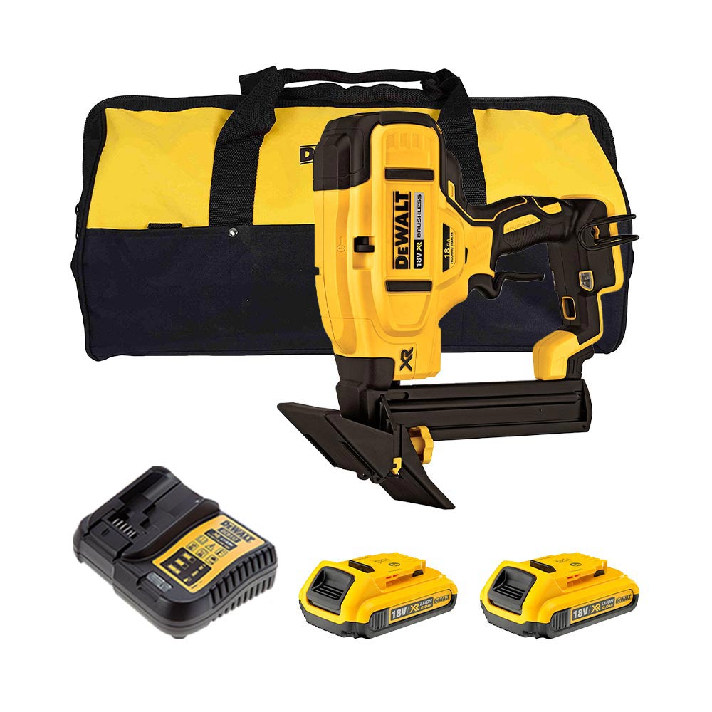 DeWalt DCN682D2-QW 18V Bodenbelag Hefter 18 Gauge 12-38 mm mit 2x 2 Ah Akkus, Ladegerät und Tasche