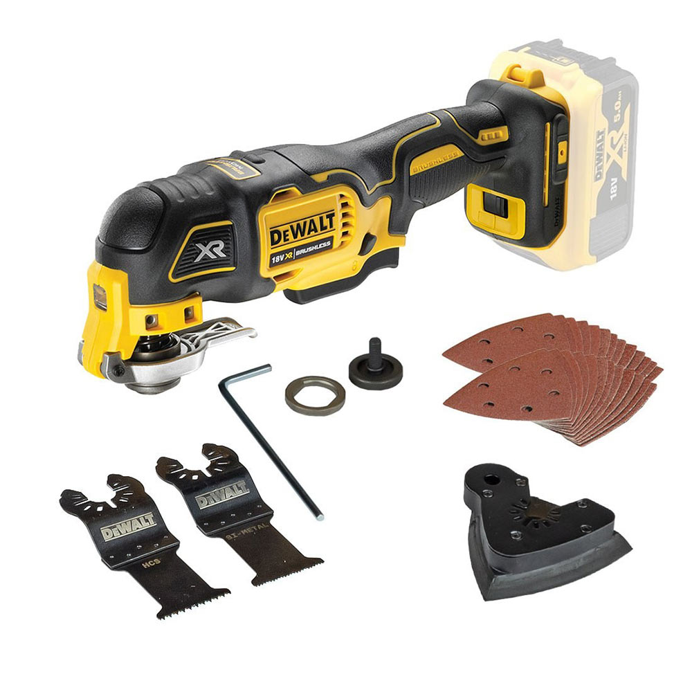 DeWalt DCS356N-XJ 18V Bürstenloss Akku Oszillierend Multi Tool inkl. 29 Zubehör