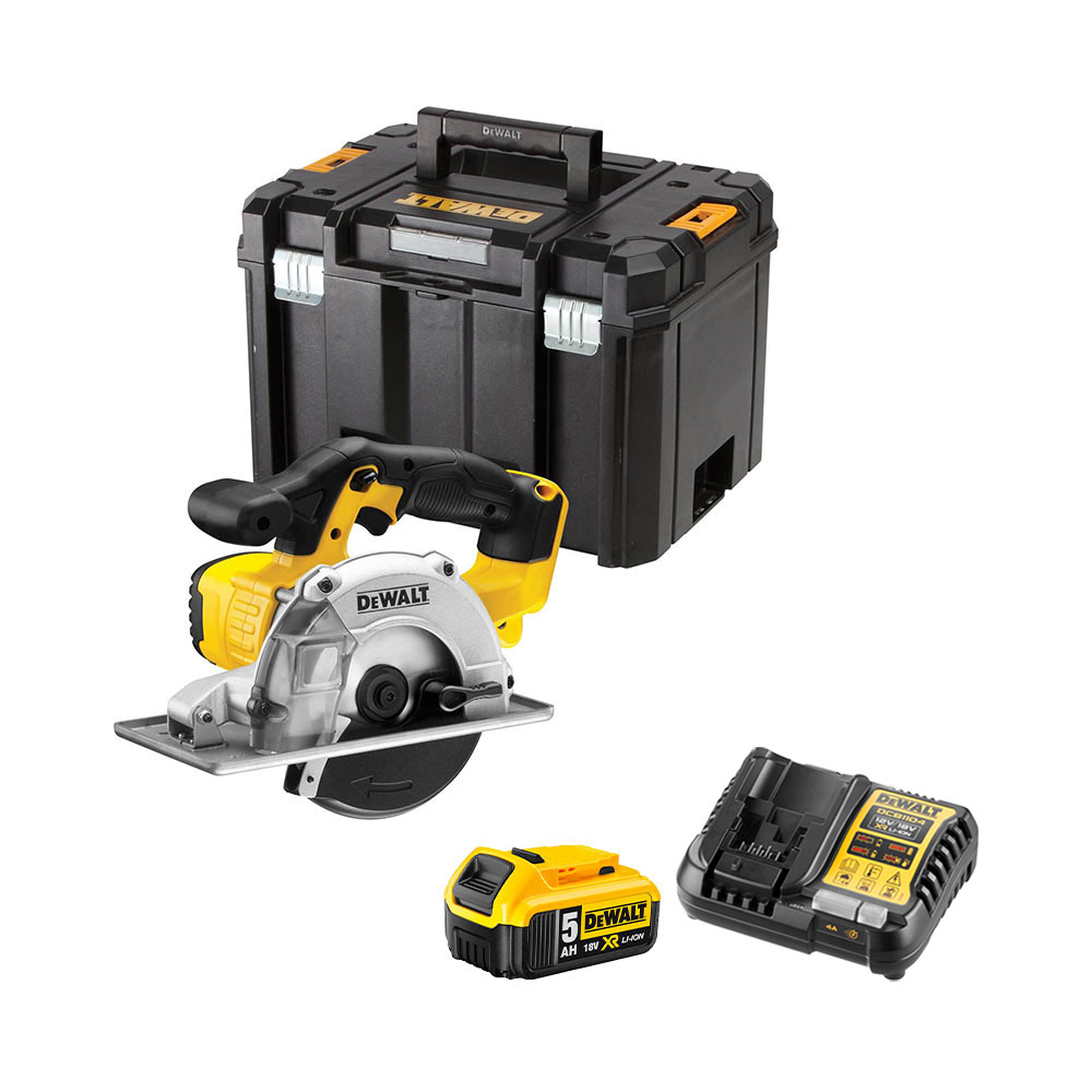 DeWalt DCS373P1-XJ 18V Akku-Metallkreissäge mit 1x 5 Ah Akku, Ladegerät und Koffer