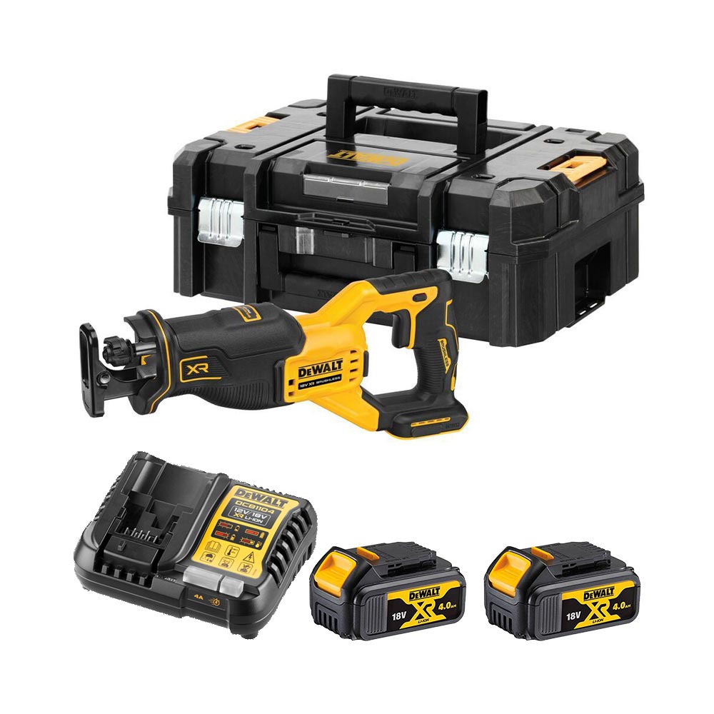 DeWalt DCS382M2-QW 18V Akku-Säbelsäge mit 2x 4Ah Akkus, Ladegerät und Koffer