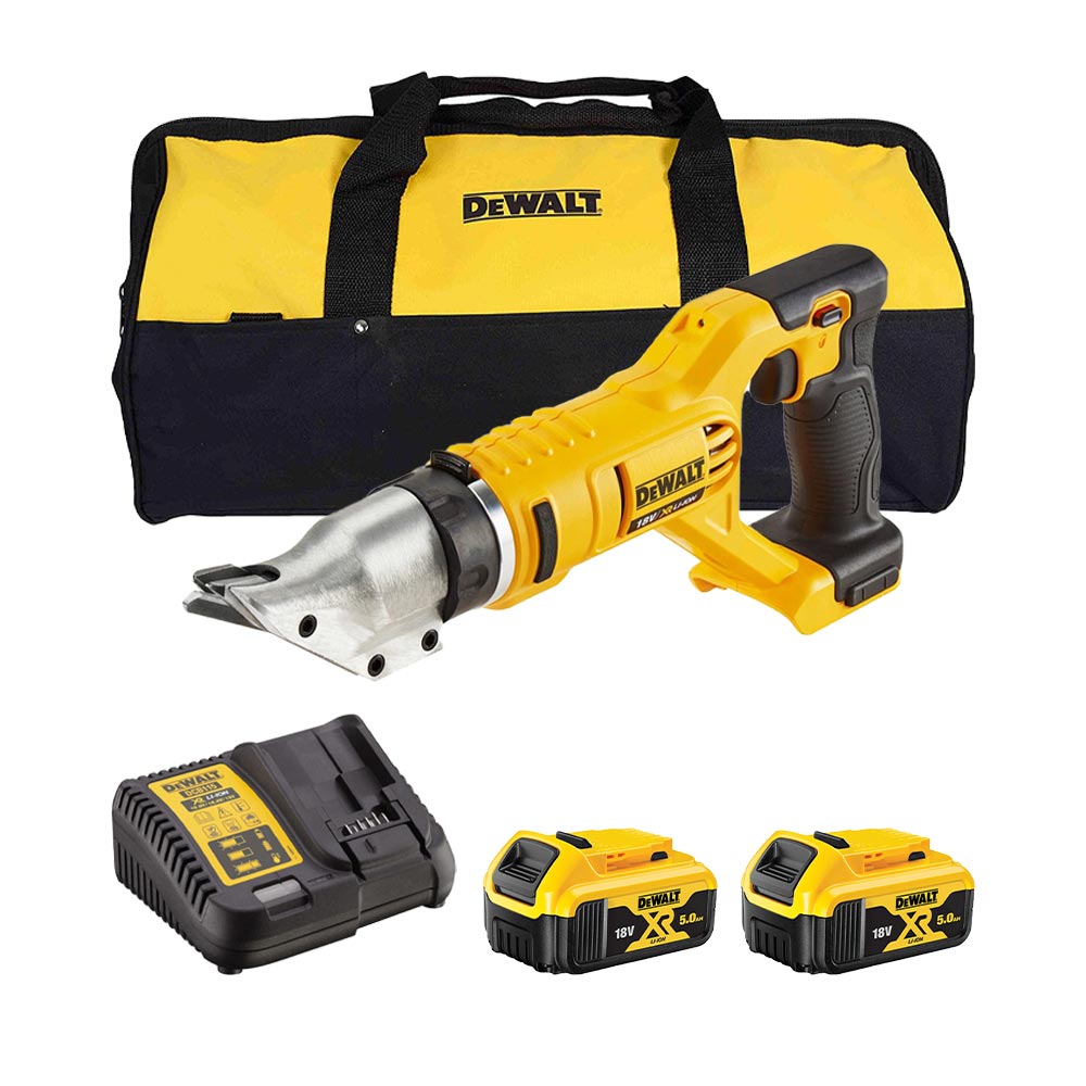 DeWalt DCS491P2-QW 18V Akku-Blechschere, mit 2x 5Ah Akkus, Ladegerät und Tasche