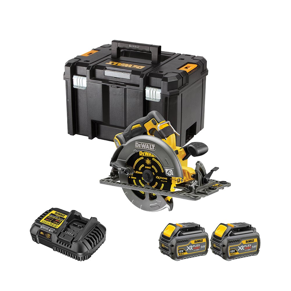 DeWalt DCS579T2-QW 54V XR FLEXVOLT Bürstenloser Akku-Handkreissäge mit 2x 6Ah Akkus, Ladegerät und Koffer