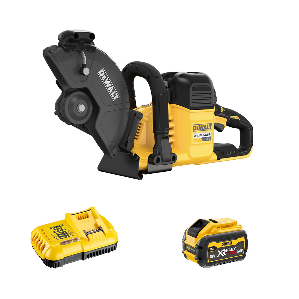 DeWalt DCS691X1-QW 54V 230mm Akku-Trennschleifer mit 1x 9Ah Akku und Ladegerät