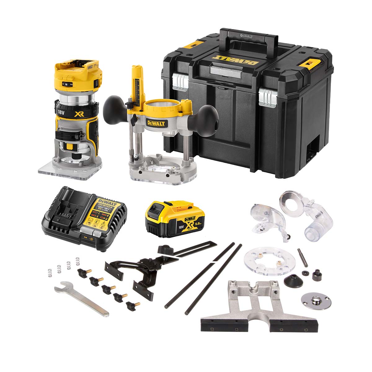 DeWalt DCW604P1-QW 18V Akku-Kombifräse mit 1x 5Ah Akku, Ladegerät und Koffer