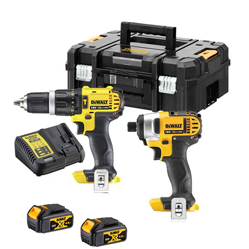 DeWalt DCZ285M2T 18V DCD785 Akku-Schlagbohrer-Kombi & DCF885 Akku-Schlagschrauber Doppelt- Kit mit 2x 4.0Ah Batterien, Ladegerät und TSTAK Tragkoffer Typ II