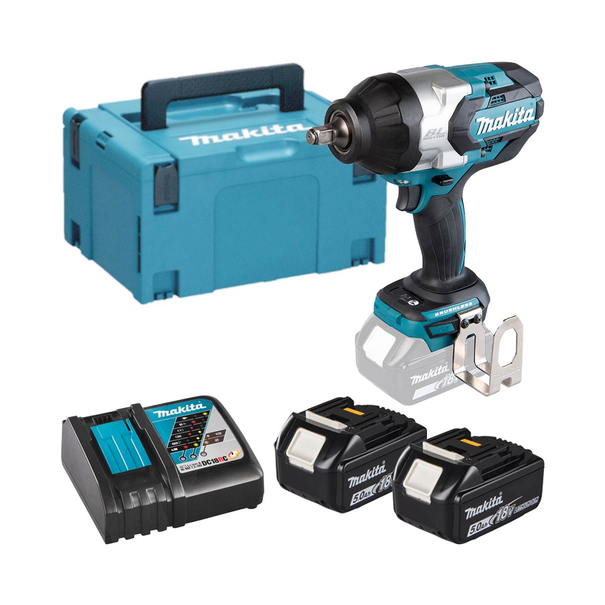 Makita DTW1002RTJ 18V LXT Bürstenloser Akku-Drehschlagschrauber mit 2x 5 Ah Akkus, Ladegerät Koffer