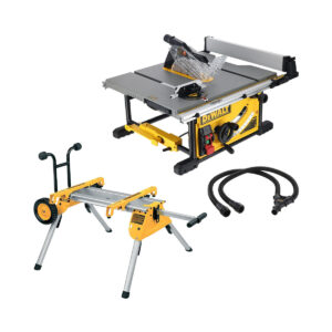 DeWalt DWE7492-QS Tischkreissäge 250 mm mit Untergestell DE7400 und AirLock Y Adapter