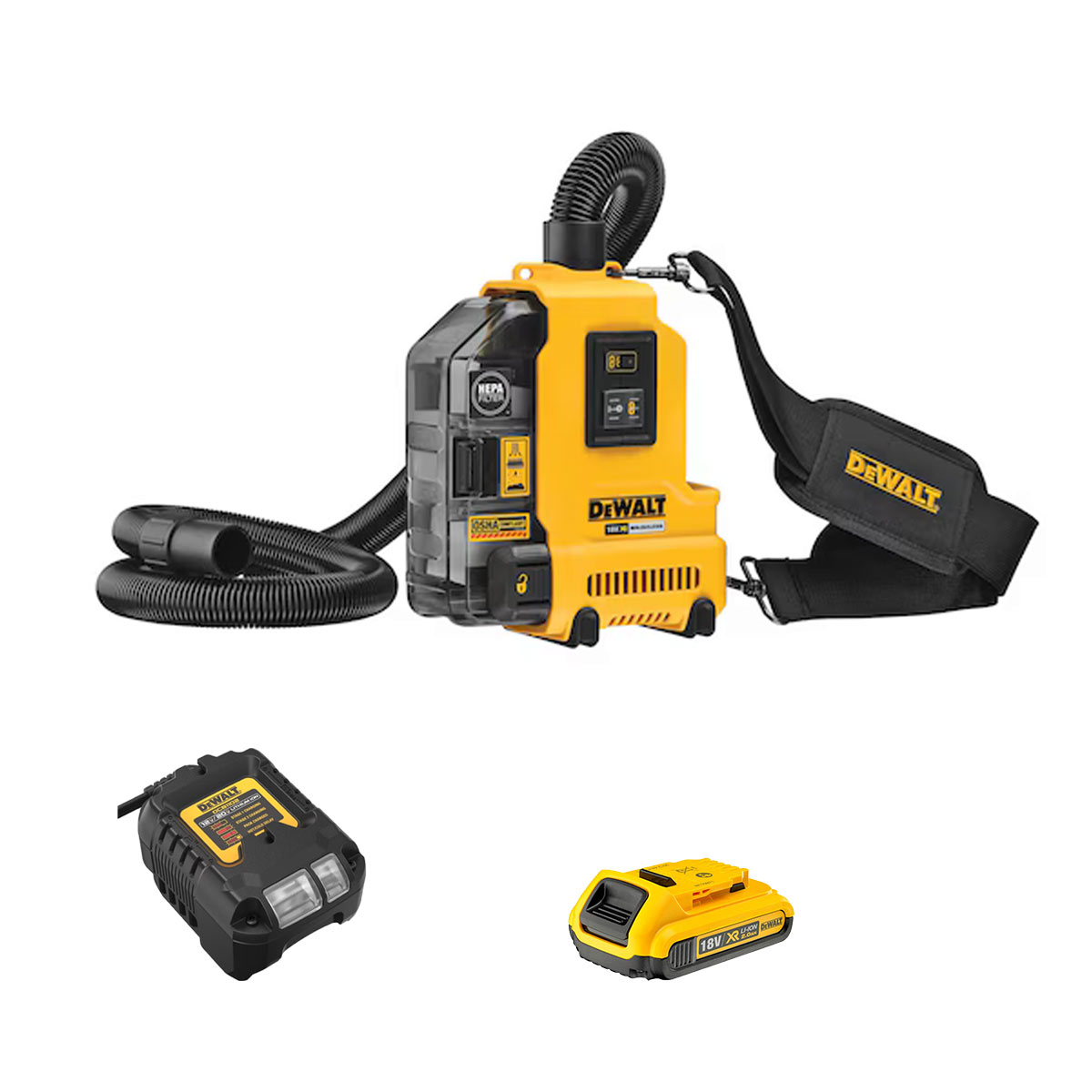DeWalt DWH161D1-QW Mobile XR 18V Akku-Universalabsaugung (bürstenlos), mit 2Ah Akku und Ladegerät
